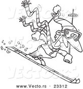 Cartoon Vector of Cartoon Skier Guy - Coloring Page Outline by Toonaday