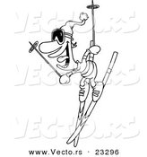 Cartoon Vector of Cartoon Skier Man - Coloring Page Outline by Toonaday