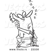 Cartoon Vector of Cartoon Snoozing Businessman - Coloring Page Outline by Toonaday