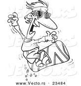 Cartoon Vector of Cartoon Snowboarder - Coloring Page Outline by Toonaday