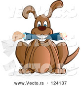 Cartoon Vector of Dog Holding a Mail Mans Arm by Paulo Resende