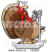 Cartoon Vector of Fat Turkey Bird Looking Shocked at Its Weight on a Scale by Mascot Junction