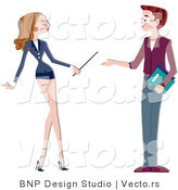Cartoon Vector of Female and Male Teacher Talking by BNP Design Studio