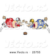 Cartoon Vector of Football Players Diving Towards the Ball by Toonaday