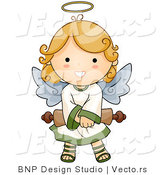 Cartoon Vector of Happy Angel Girl Holding Scroll by BNP Design Studio