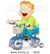 Cartoon Vector of Happy Boy Riding Bicycle with Training Wheels by BNP Design Studio