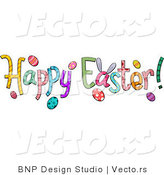 Cartoon Vector of Happy Easter Text by BNP Design Studio