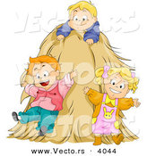 Cartoon Vector of Happy Kids Playing on Hay Stack by BNP Design Studio