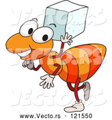 Cartoon Vector of Happy Orange Ant Carrying a Sugar Cube by Graphics RF