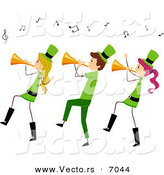 Cartoon Vector of Happy St. Patrick's Day People Playing Music with Trumpets by BNP Design Studio