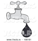 Cartoon Vector of Oil Drop Leaking from a Faucet by Hit Toon
