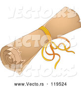 Cartoon Vector of Rolled up Old Scroll Tied with a Ribbon by Visekart