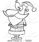 Cartoon Vector of Santa in a Plaid Suit - Outlined Version by Toonaday