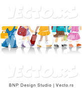 Cartoon Vector of School Kids' Legs Walking in a Single File Line by BNP Design Studio