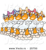 Cartoon Vector of Six Geese a Laying on Christmas by Toonaday