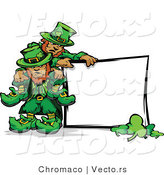 Cartoon Vector of St. Patrick's Day Leprechauns Standing Beside Blank Sign with Shamrocks by Chromaco