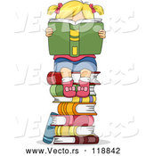 Cartoon Vector of Stack of Books by BNP Design Studio
