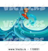 Cartoon Vector of Surfer Boy Riding a Wave 2 by
