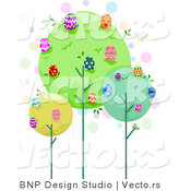 Cartoon Vector of Trees Full of Easter Eggs by BNP Design Studio