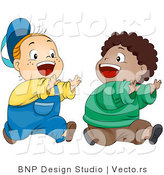 Cartoon Vector of Two Happy Boys Playing Tag - They Are Running After Each Other by BNP Design Studio