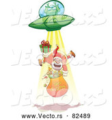 Cartoon Vector of UFO Alien Abducting Santa by Zooco