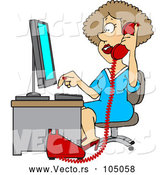 Cartoon Vector of White Female Secretary Taking a Phone Call by Djart