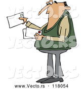 Cartoon Vector of White Man Looking at Letter Mail Envelopes by Djart