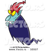 Halloween Cartoon Vector of a Vampire Floating Above Ground by Toonaday