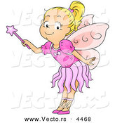 Halloween Vector of a Happy Cartoon Girl Wearing a Fairy Costume with a Magic Wand by BNP Design Studio