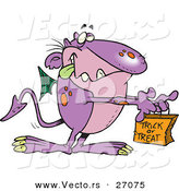 Halloween Vector of a Purple Cartoon Dragon Trick-or-Treating by Toonaday