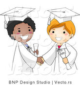 Vector Cartoon of 2 Happy Graduates Shaking Hands by BNP Design Studio