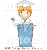 Vector Cartoon of Graduating Boy Giving a Speech by BNP Design Studio