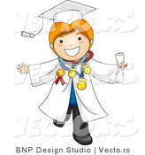 Vector Cartoon of Happy Graduate Boy Many Awards by BNP Design Studio