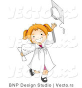Vector Cartoon of Happy Graduate Girl Tossing Her Cap by BNP Design Studio