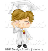 Vector Cartoon of Happy Graduating Boy Waving by BNP Design Studio