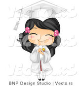 Vector Cartoon of Happy Graduating Girl Holding Her Diploma and Smiling by BNP Design Studio