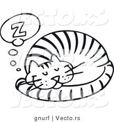 Vector Line Drawing of a Happy Cat Sleeping Comfortably by Gnurf