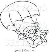 Vector Line Drawing of a Happy Skydiver Parachuting down to Earth by Gnurf