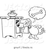 Vector Line Drawing of a Hungry Cartoon Dog Searching for a Doggy Bone Treat by Gnurf