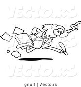 Vector Line Drawing of a Late Cartoon Businessman Running with Briefcase by Gnurf