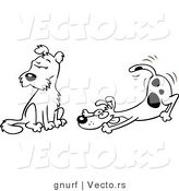 Vector Line Drawing of a Playful Cartoon Dog Trying to Play with an Unplayful Dog by Gnurf