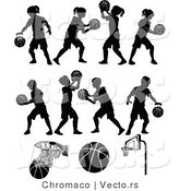 Vector of 11 Unique Silhouetted Basketball Designs by Chromaco
