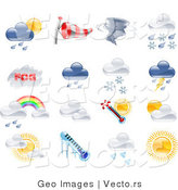 Vector of 16 Unique Weather Icons by AtStockIllustration