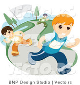 Vector of 3 Boys Running on a Path by BNP Design Studio