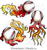 Vector of 3 Flaming Baseballs by Chromaco