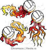 Vector of 3 Flaming Volleyballs by Chromaco