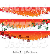 Vector of 3 Unique Autumn Fall Colored Banners with Vines - Digital Collage Borders by MilsiArt
