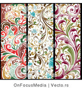 Vector of 3 Unique Colorful Vertical Floral Borders - Digital Collage by OnFocusMedia