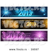 Vector of 3 Unique Firework Happy New Year 2013 Banners by Dero
