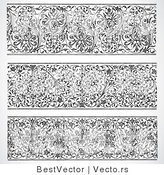 Vector of 3 Unique Header Vines - Black and White Digital Collage Designs by BestVector